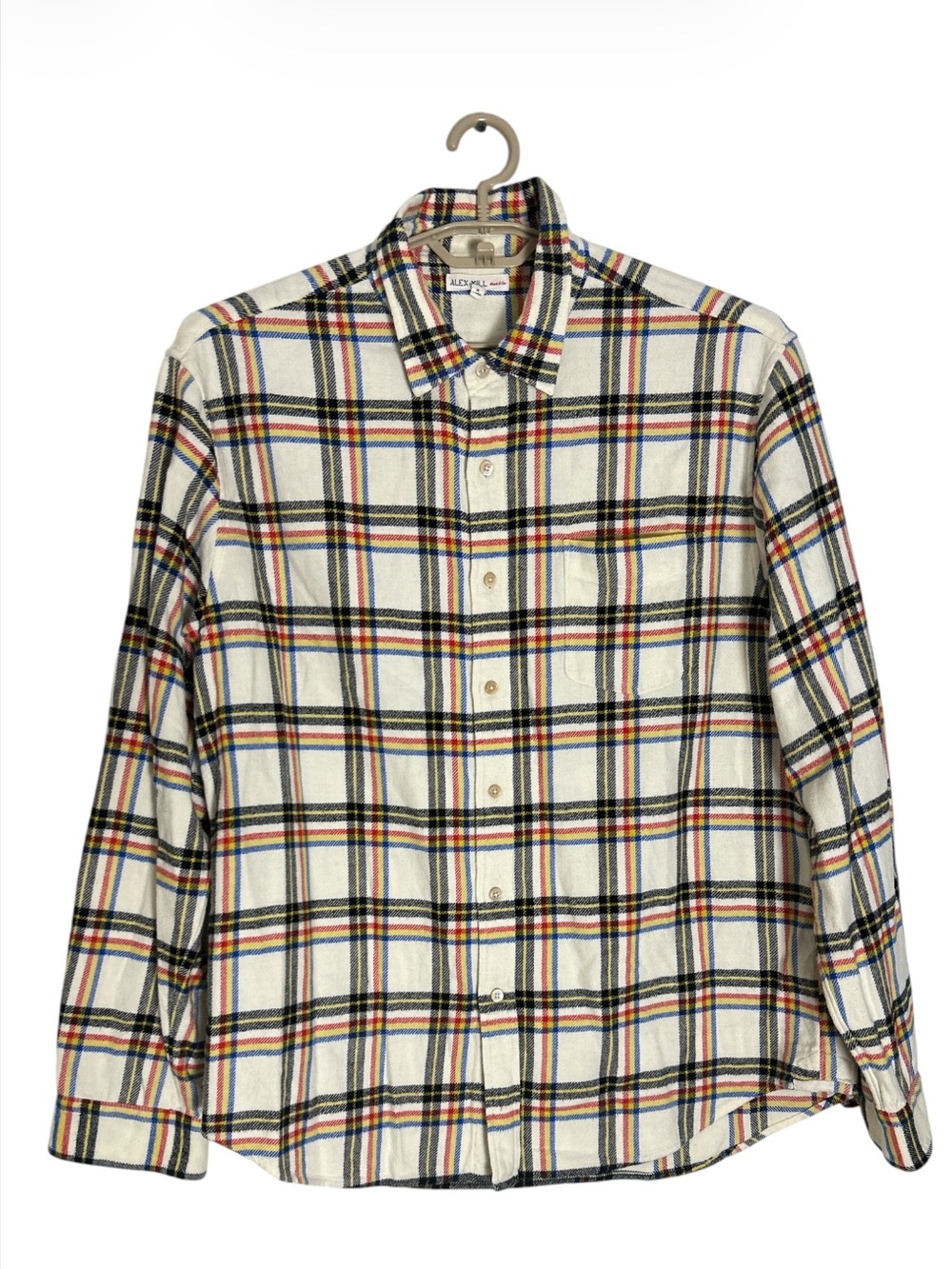 Alex Mill Standard Plaid Flannel Shirt in Ecru Size XL